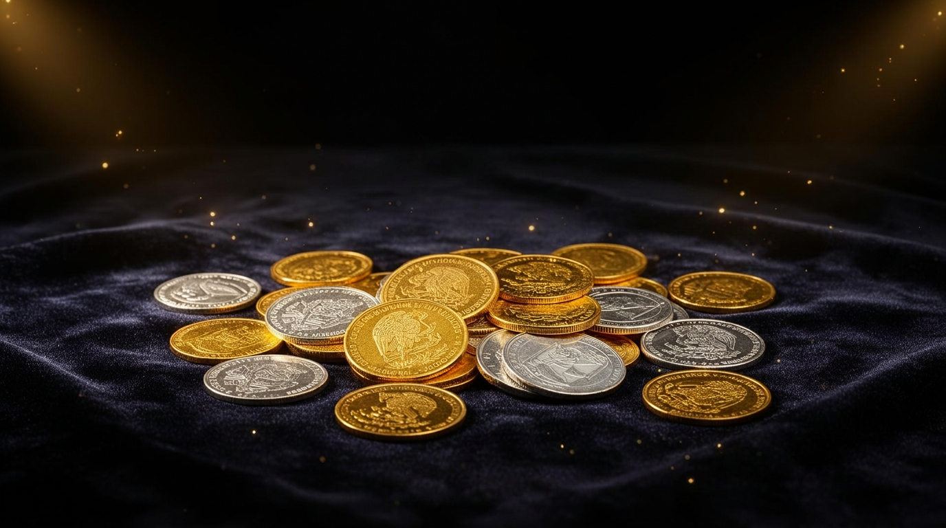 Monedas de oro y plata